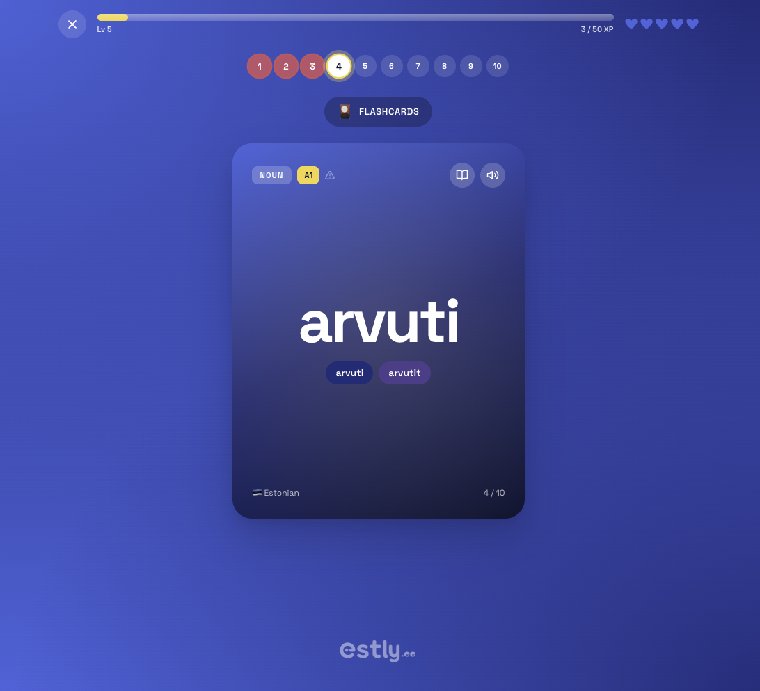 Estly.ee — Estonian flashcard learning